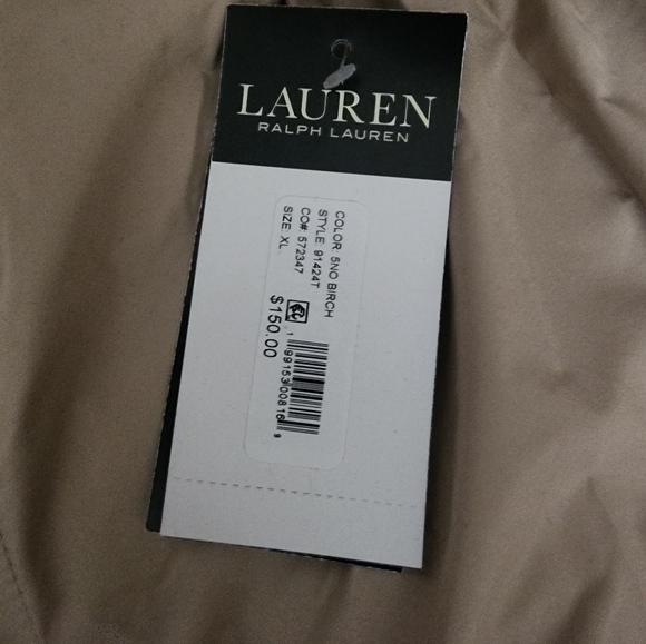 NWT Lauren Ralph Lauren Birch Tan  Stretch Hooded Puffer Vest Size XL  $150 - Picture 13 of 16